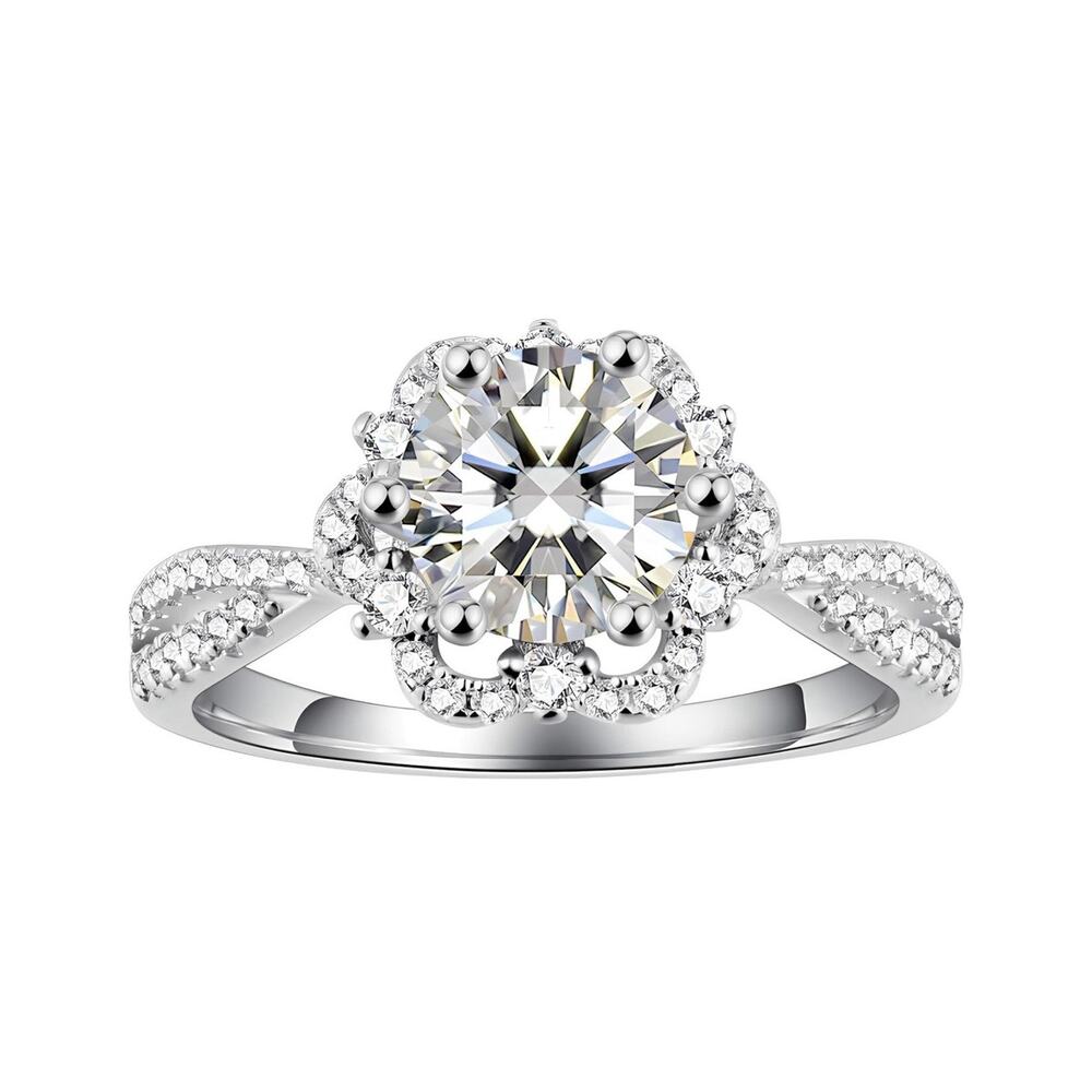 1CT Moissanite Solitaire Ring D VVS1 925 Silver 18K Gold Plated Sz 6 GRA